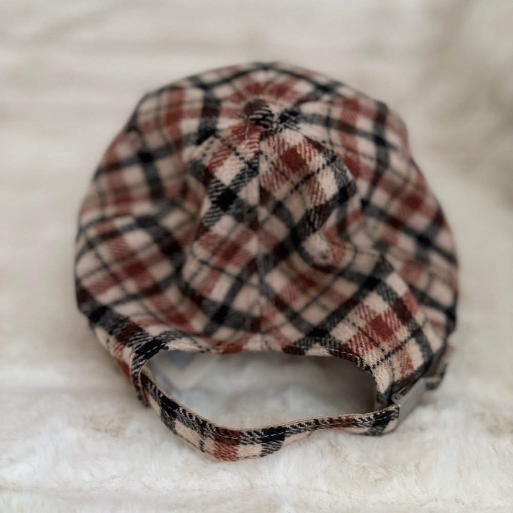 Brand New AERIE Plaid Smiley Face Adjustable Baseball Cap - Picture 2 of 3
